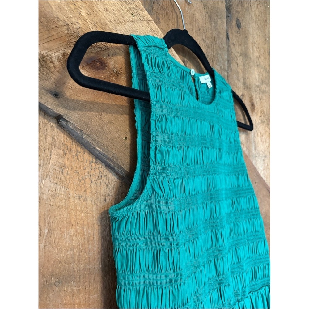 Madewell Green Smocked Textured Sleeveless Maxi Dress NT311 - Picture 3 of 7